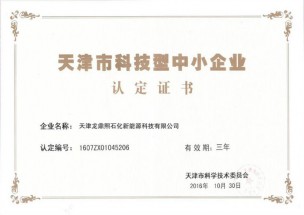 Tianjin Science and Technology SMEs certificate